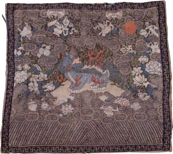 cloth square with image of hsieh-chai, or a Chinese supernatural goat-like creature with one horn