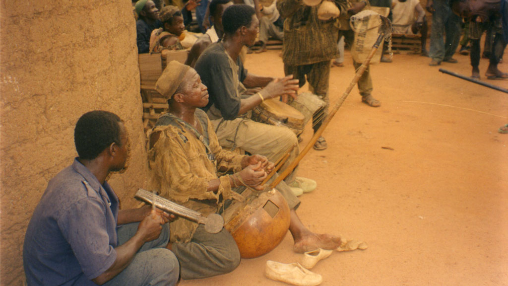 a band performing